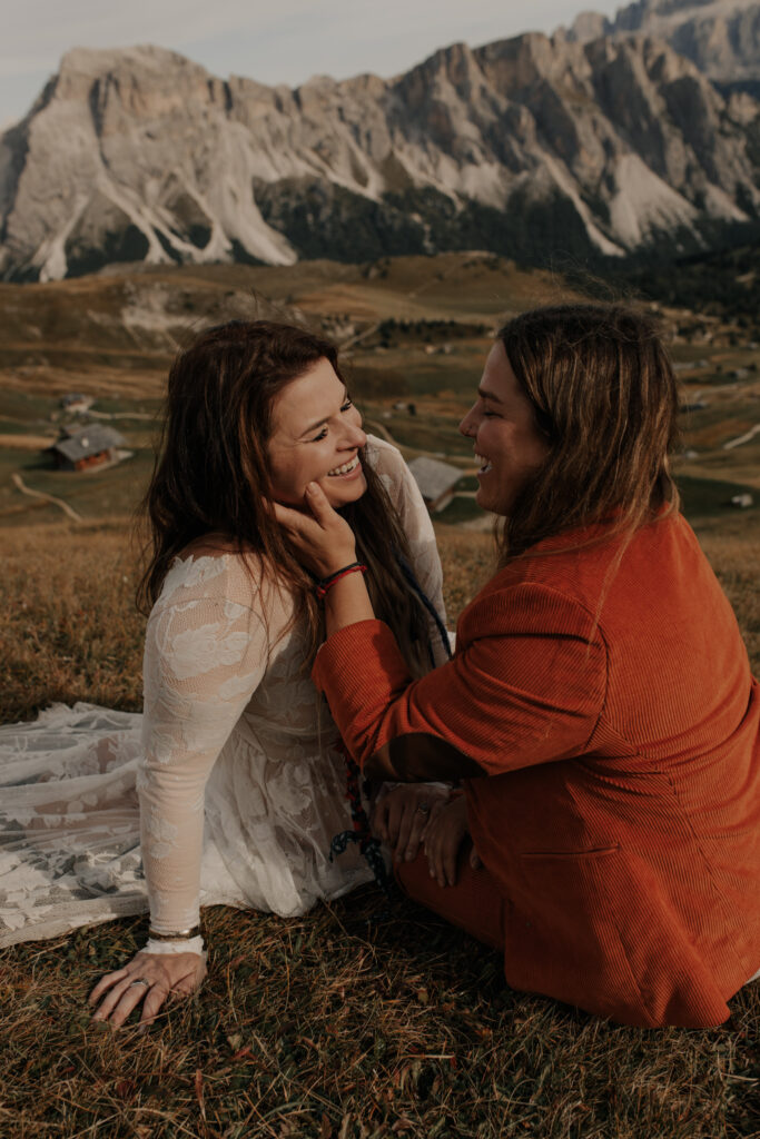 LGBTQIA+ elopement in the Dolomites, Italy. 