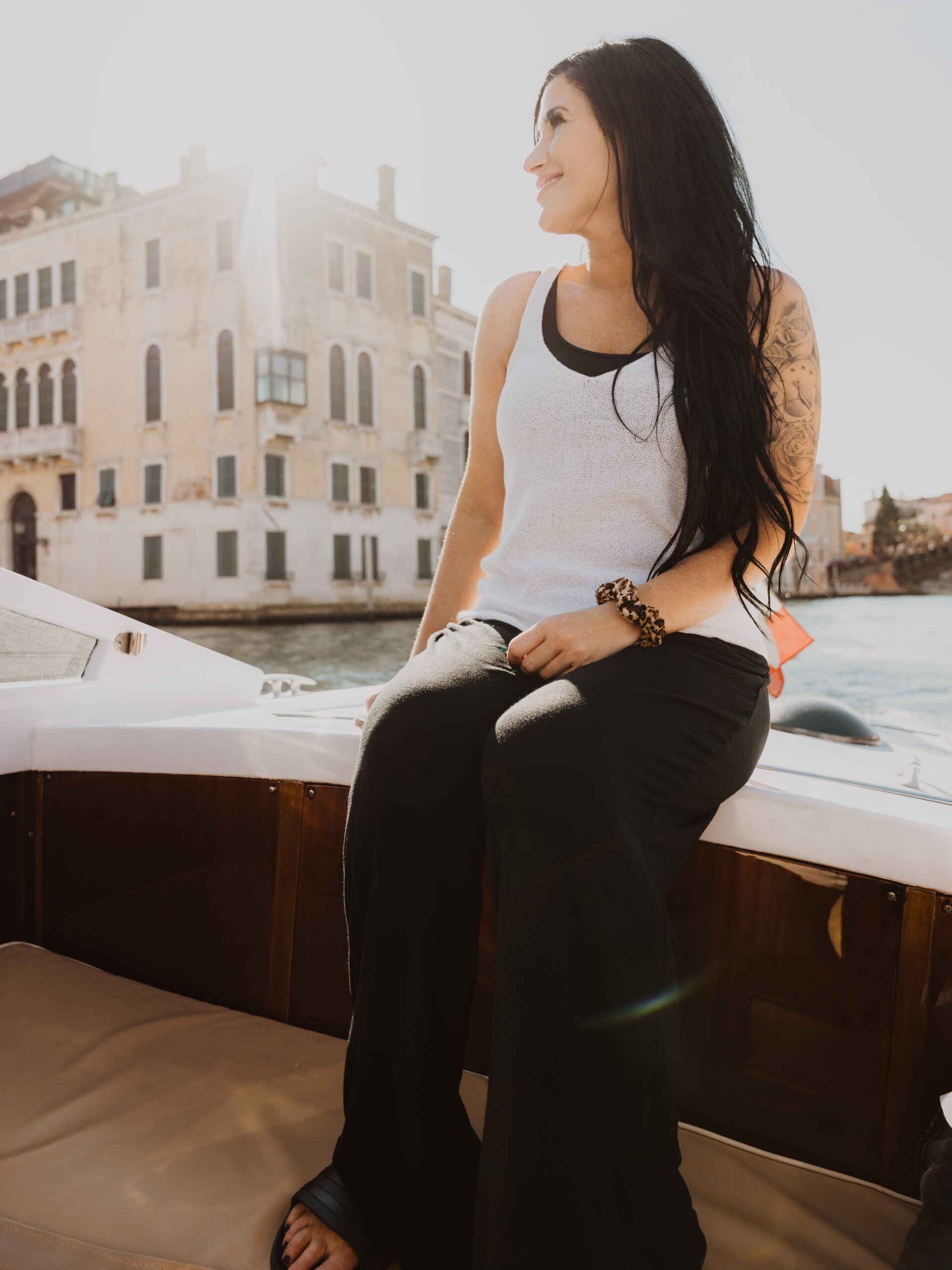 Private boat taxi in Venice, Italy. 