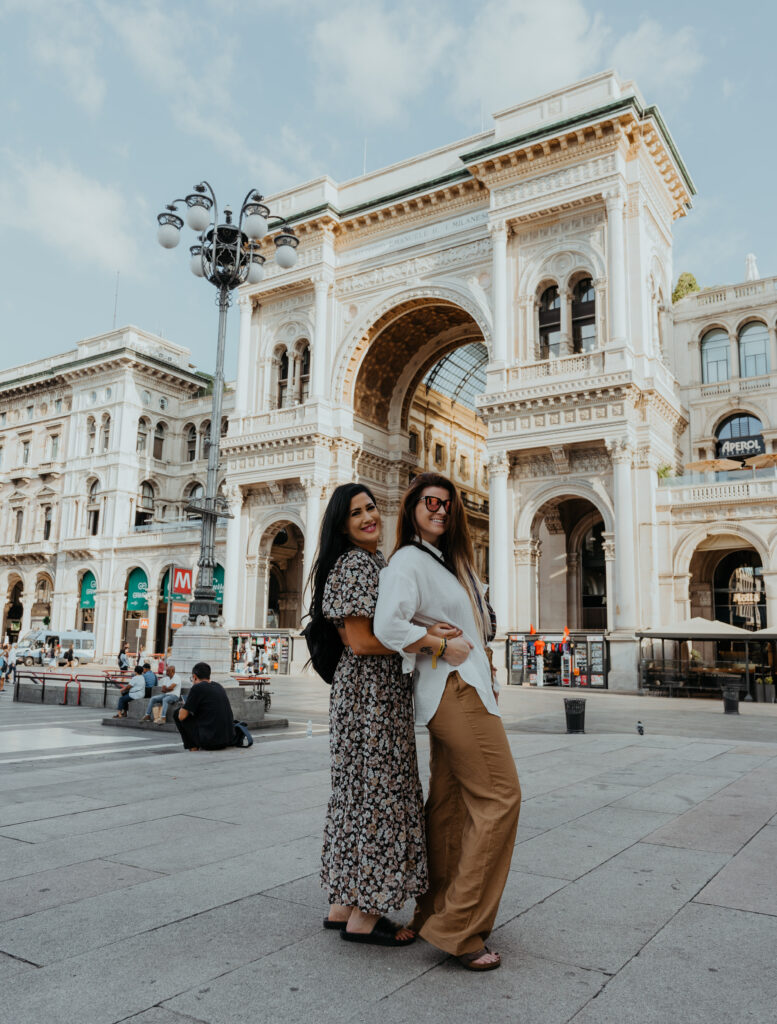 Sisters traveling in Milan, Italy. 
