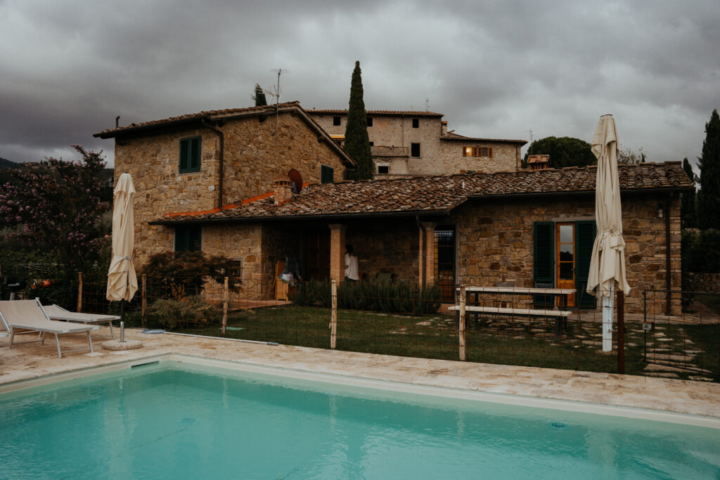Airbnb in the rolling hills of Tuscany at a vineyard. 