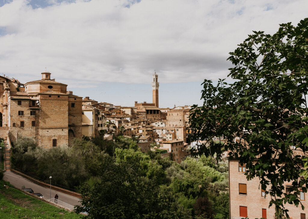 Panoramic view of Siena, Italy.